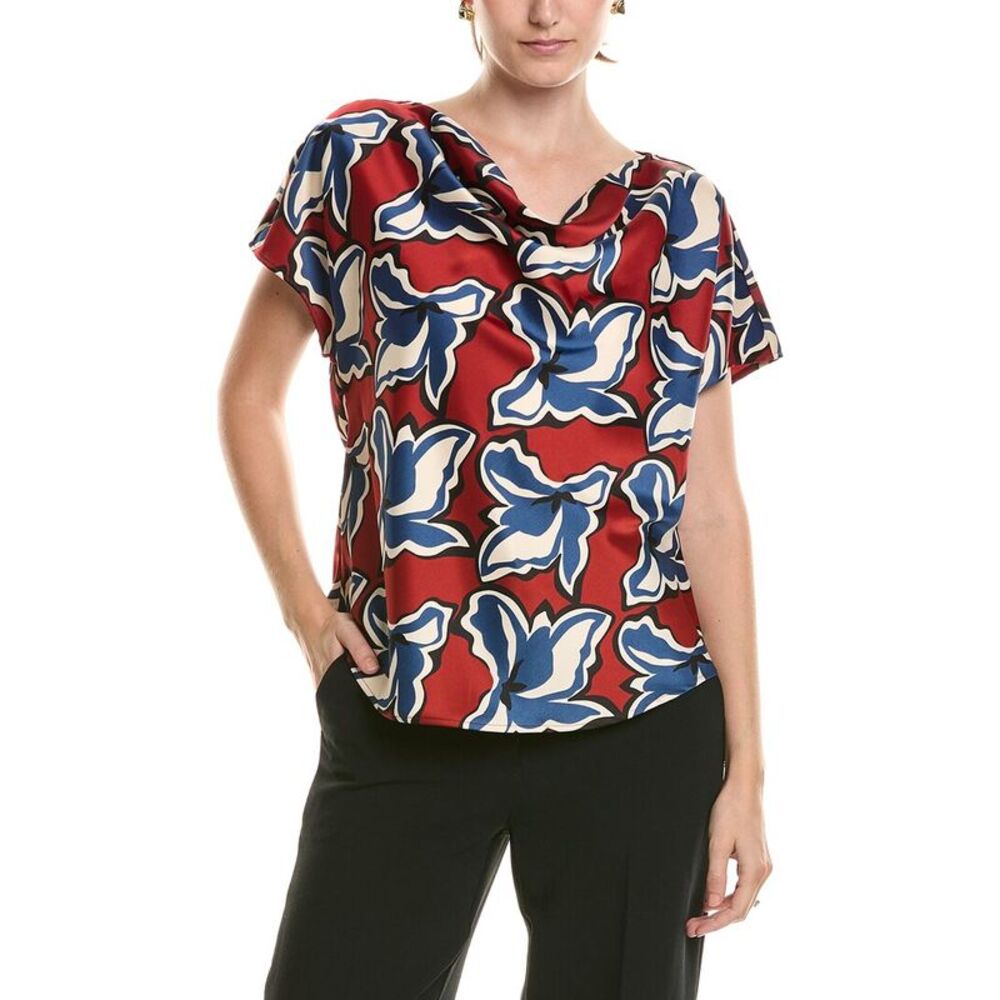 Anne Klein Womens  Printed Blouse, Brown